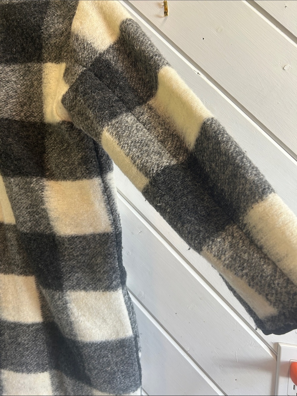 WILFRED FREE Off Duty Black and Cream Checked Wool Coat - Picture 8 of 11